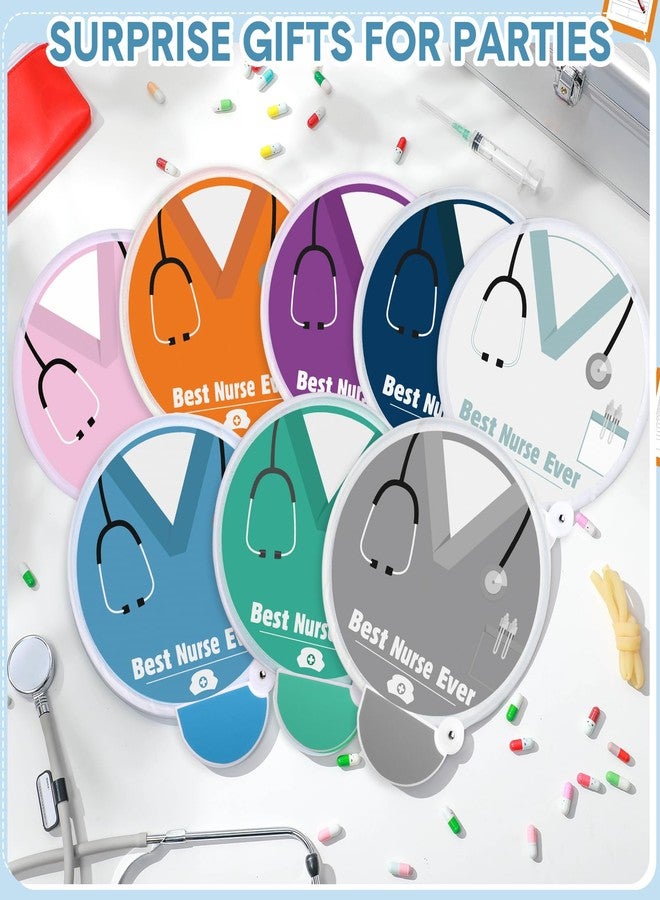 DoubleFill مروحة قابلة للطي من دبل فيل، 48 قطعة، هدية تقدير للممرضات، مروحة يدوية دائرية محمولة بقطر 7.87 بوصة مع مقابض، هدايا تحفيزية وشكرية لحفلات أسبوع التمريض والتخرج (8 ألوان) - Image 5